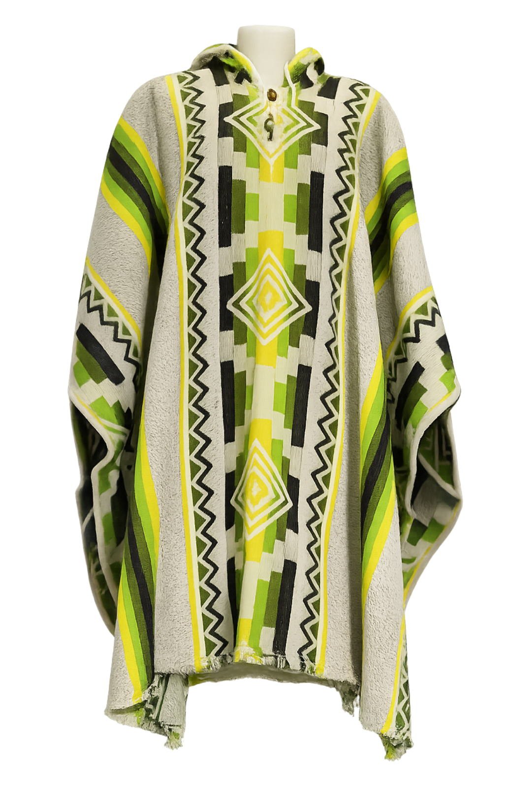 poncho ancestral lana verde amarillo