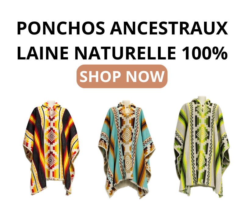 PONCHOS ANCESTRAUX 100% LAINE NATURELLE