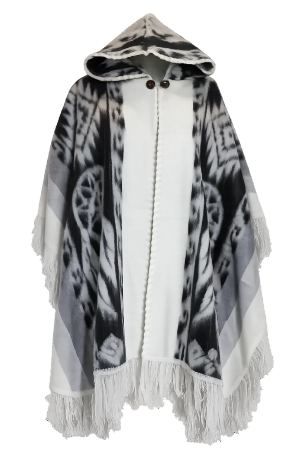 Poncho ouvert capouche Attrape-rêves blanc