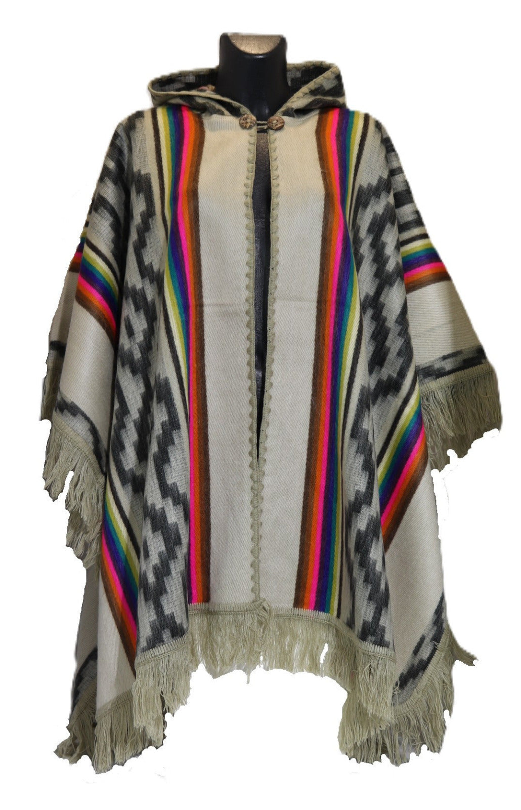 Poncho abierto con capucha – Diseño
Chakana - beige ciel

