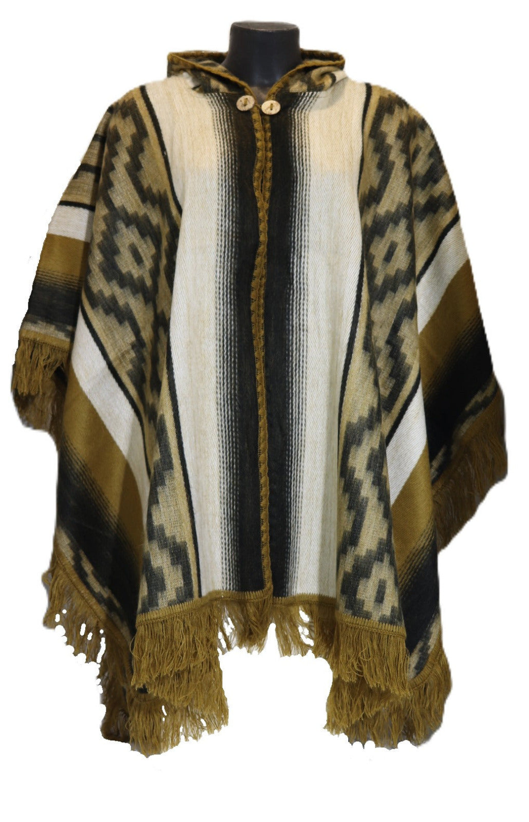 Poncho abierto con capucha – Diseño
Chakana - marron beige
