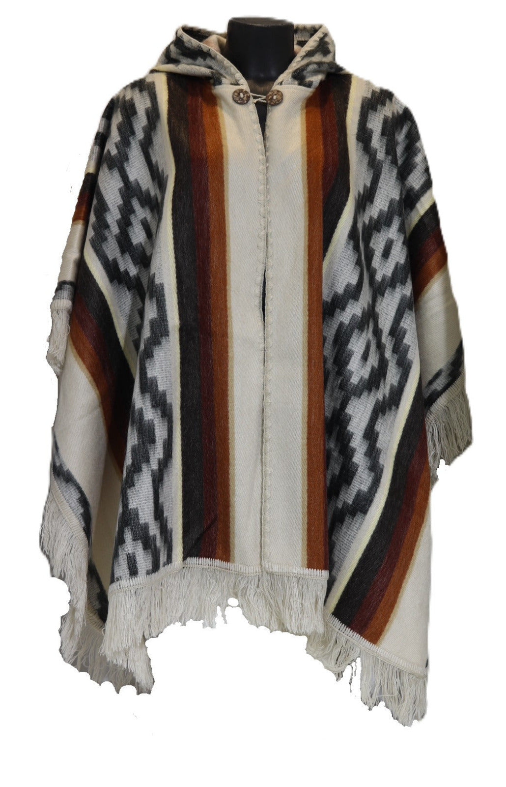 Poncho abierto con capucha – Diseño
Chakana - beige - marron
