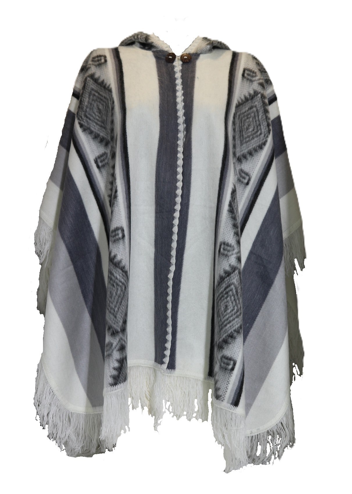 Poncho ouvert avec capouche gris