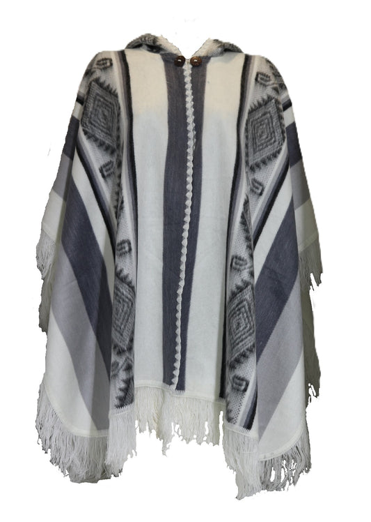 Poncho ouvert avec capouche gris