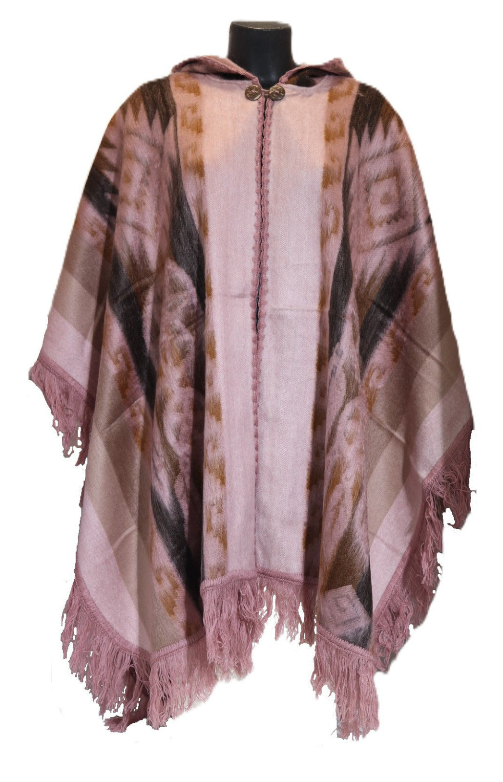 Poncho ouvert avec capouche rose