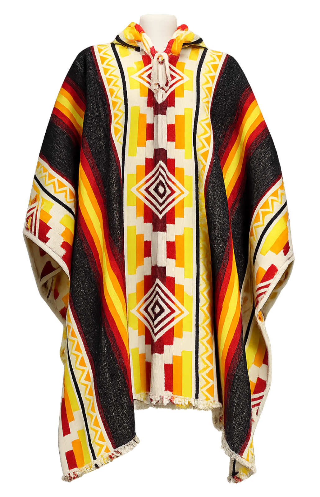 poncho ancestral lana amarillo negro