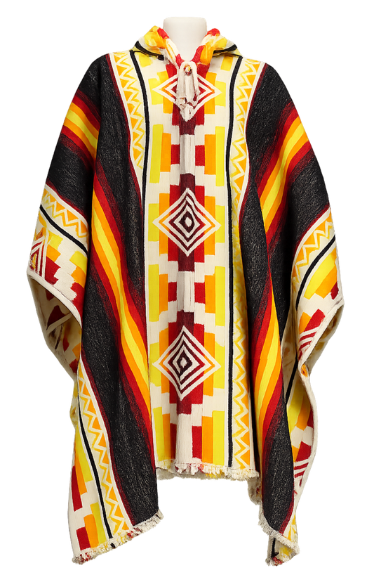 poncho ancestral lana amarillo negro