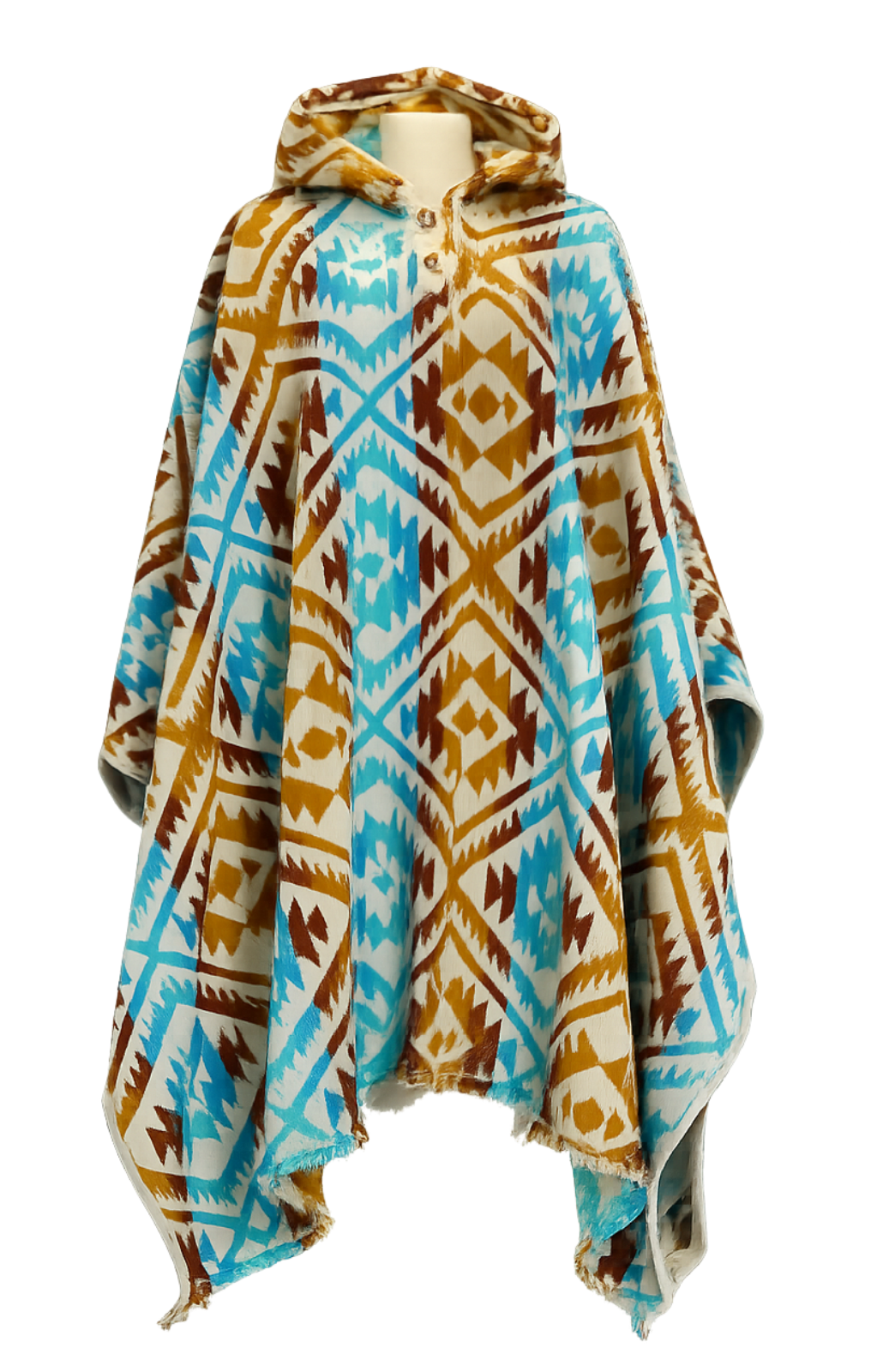 poncho ancestral lana turquesa