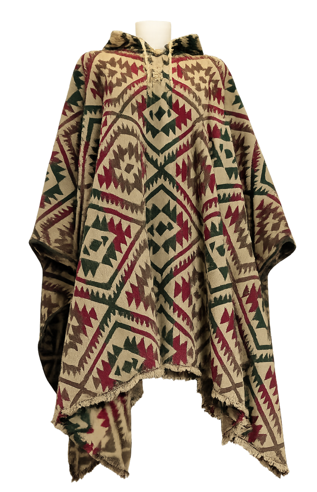 poncho ancestral lana verde oliva
