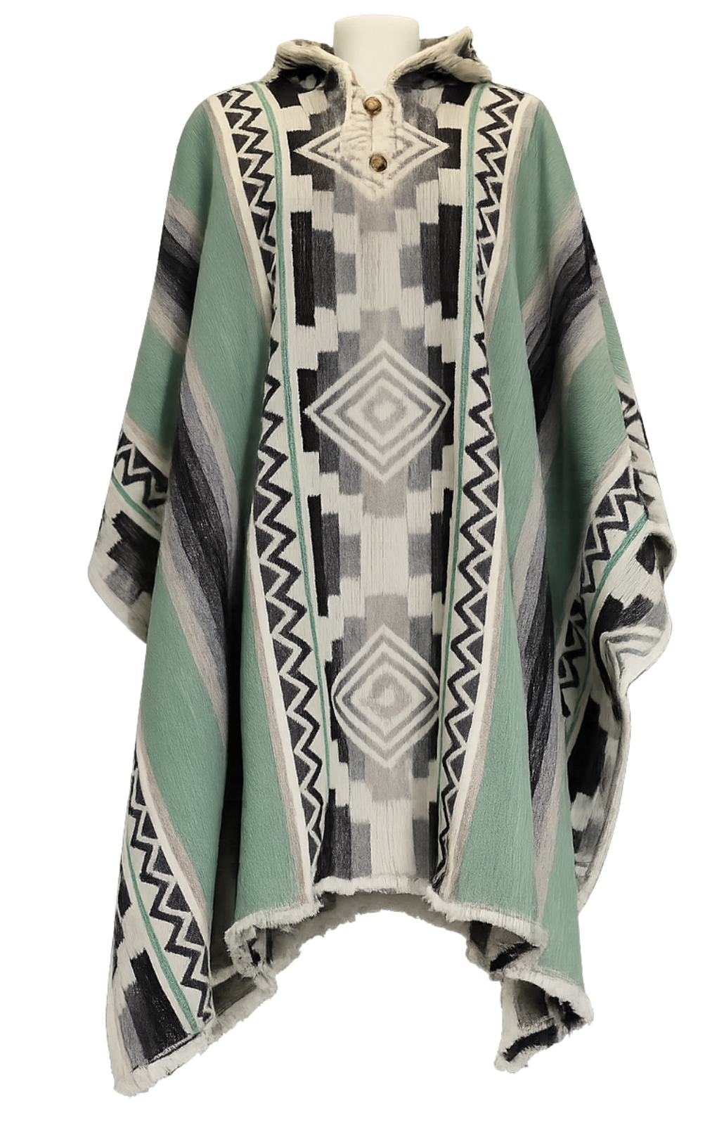 poncho ancestral lana verde claro