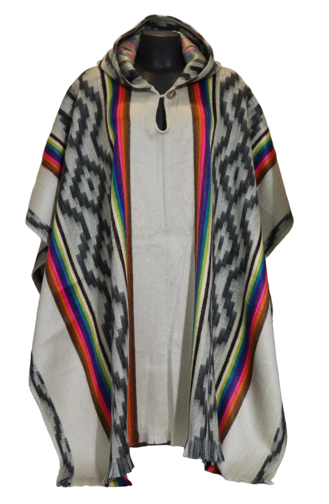 Poncho cerrado con capucha arco iris