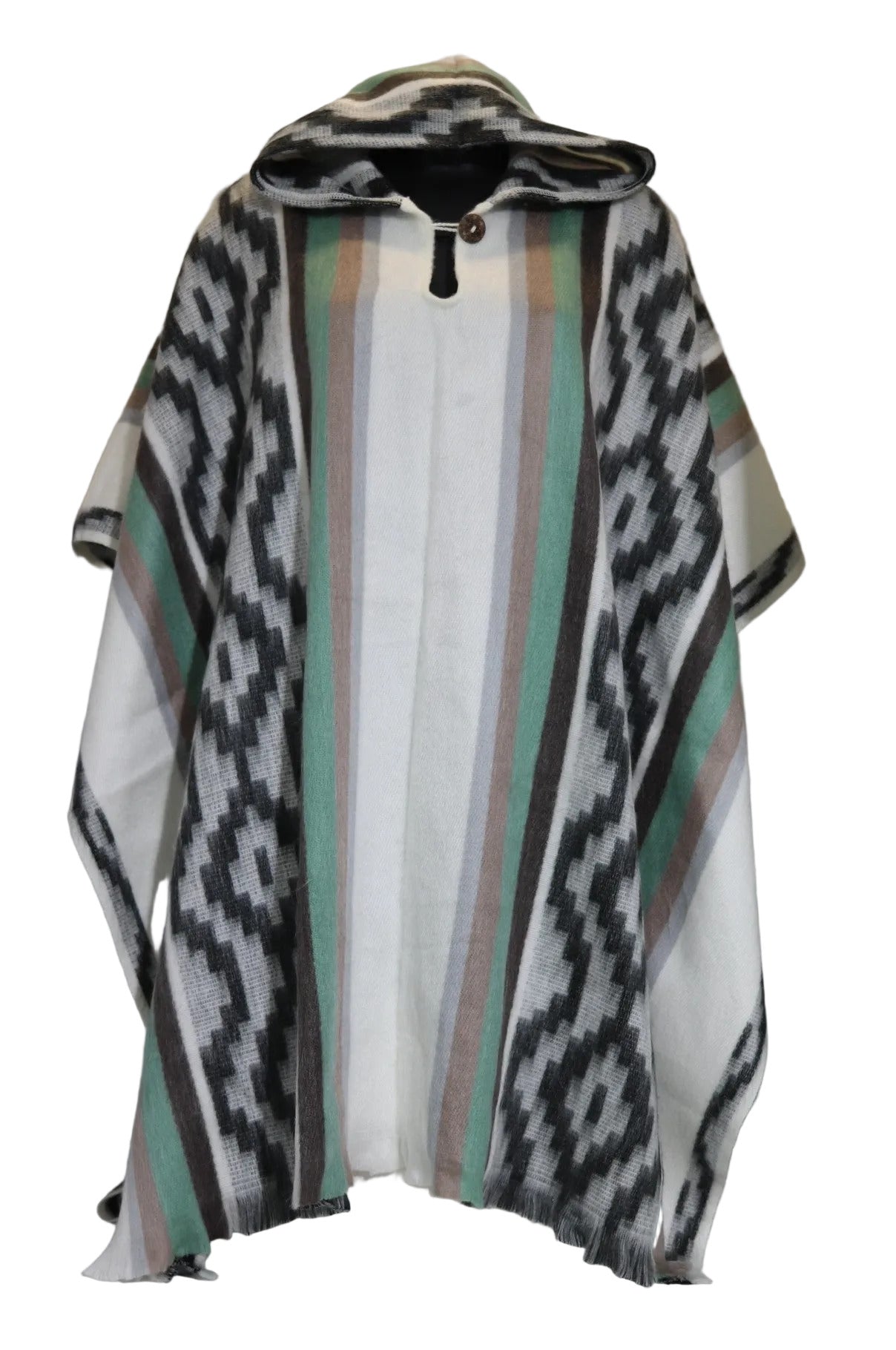 Poncho cerrado con capucha camel gris